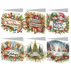 6PCS DIY Diamond Art Greeting Cards Christmas Congratulations Cards  Gifts