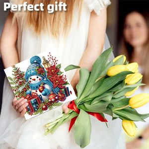 6PCS DIY Diamond Art Greeting Cards Snowman Congratulations Cards  Gifts