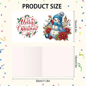 6PCS DIY Diamond Art Greeting Cards Snowman Congratulations Cards  Gifts