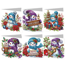 Load image into Gallery viewer, 6PCS DIY Diamond Art Greeting Cards Snowman Congratulations Cards  Gifts
