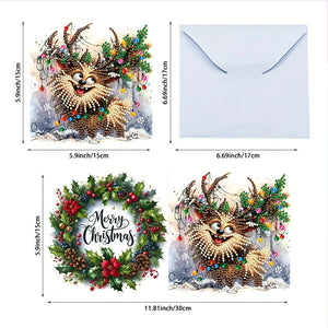 6PCS DIY Diamond Art Greeting Cards Deer Designs Congratulations Cards  Gifts