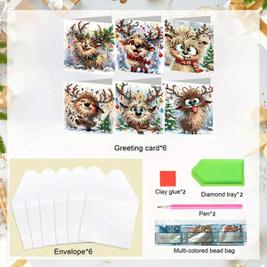 6PCS DIY Diamond Art Greeting Cards Deer Designs Congratulations Cards  Gifts