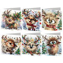 Load image into Gallery viewer, 6PCS DIY Diamond Art Greeting Cards Deer Designs Congratulations Cards  Gifts
