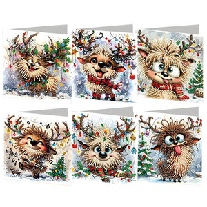 6PCS DIY Diamond Art Greeting Cards Deer Designs Congratulations Cards  Gifts
