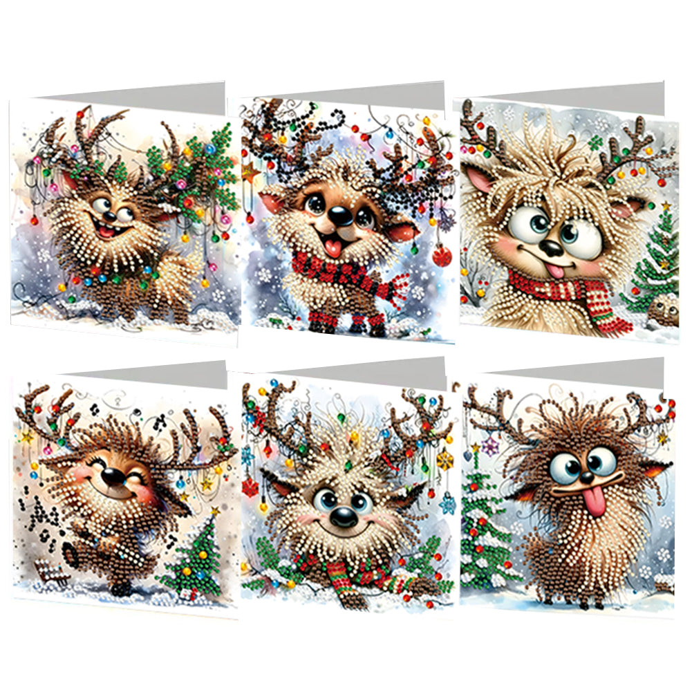 6PCS DIY Diamond Art Greeting Cards Deer Designs Congratulations Cards  Gifts