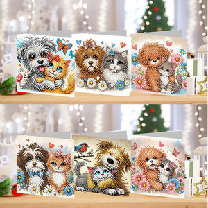 6PCS DIY Diamond Art Greeting Cards Dog Designs Congratulations Cards  Gifts