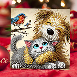 6PCS DIY Diamond Art Greeting Cards Dog Designs Congratulations Cards  Gifts
