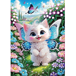 Butterfly Kitten 30*40CM(Canvas) Partial Special Shaped Drill Diamond Painting