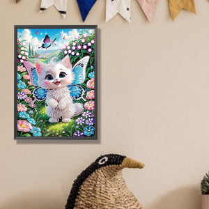 Butterfly Kitten 30*40CM(Canvas) Partial Special Shaped Drill Diamond Painting