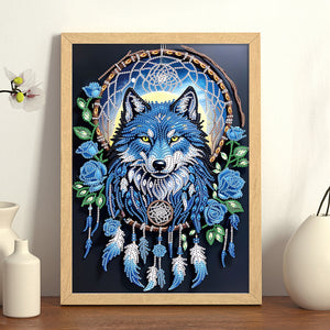 Dreamcatcher Wolf 30*40CM(Canvas) Partial Special Shaped Drill Diamond Painting