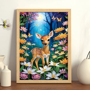 Forest Fawn 30*40CM(Canvas) Partial Special Shaped Drill Diamond Painting