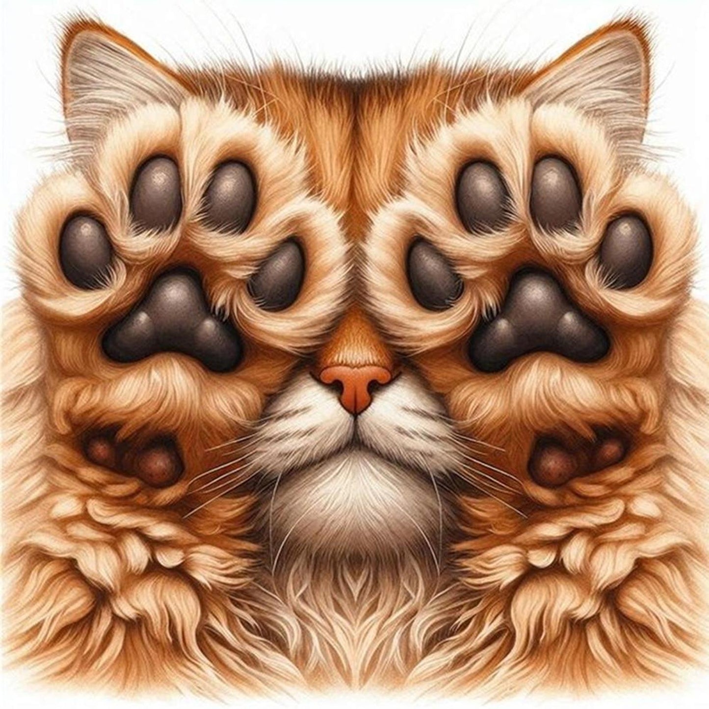 Shy Cat - Full 18CT Stamped Cross Stitch 25x25CM - Huacan