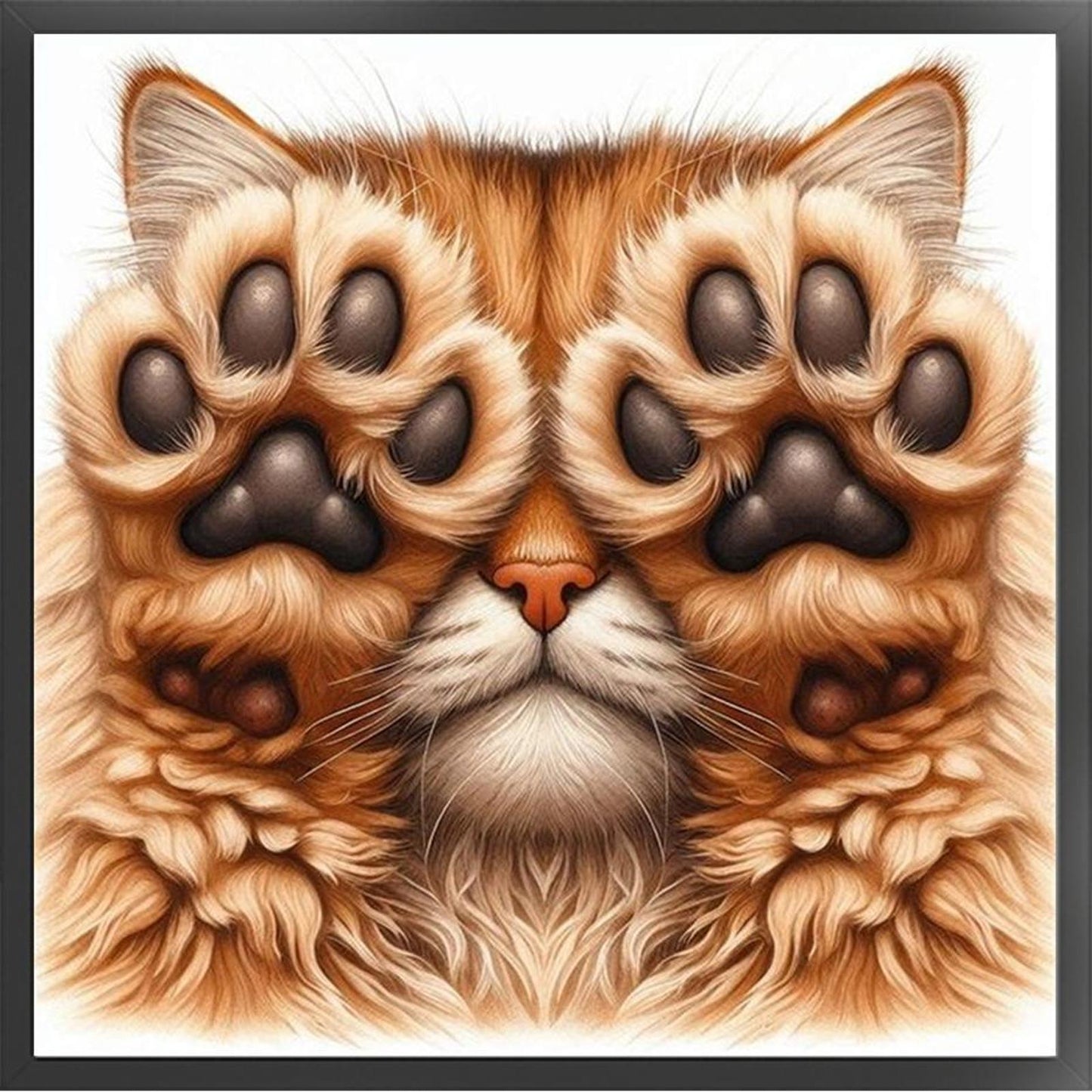 Shy Cat - Full 18CT Stamped Cross Stitch 25x25CM - Huacan