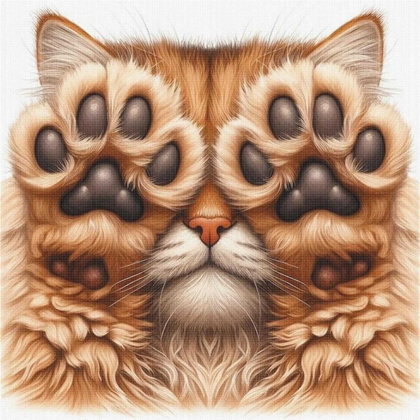 Shy Cat - Full 18CT Stamped Cross Stitch 25x25CM - Huacan