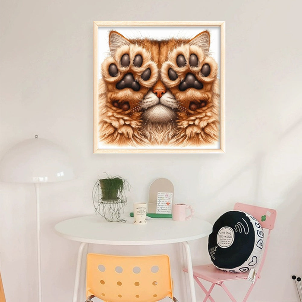 Shy Cat - Full 18CT Stamped Cross Stitch 25x25CM - Huacan