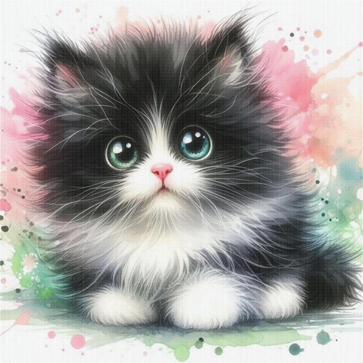 Cute Cat - Full 18CT Stamped Cross Stitch 25x25CM - Huacan