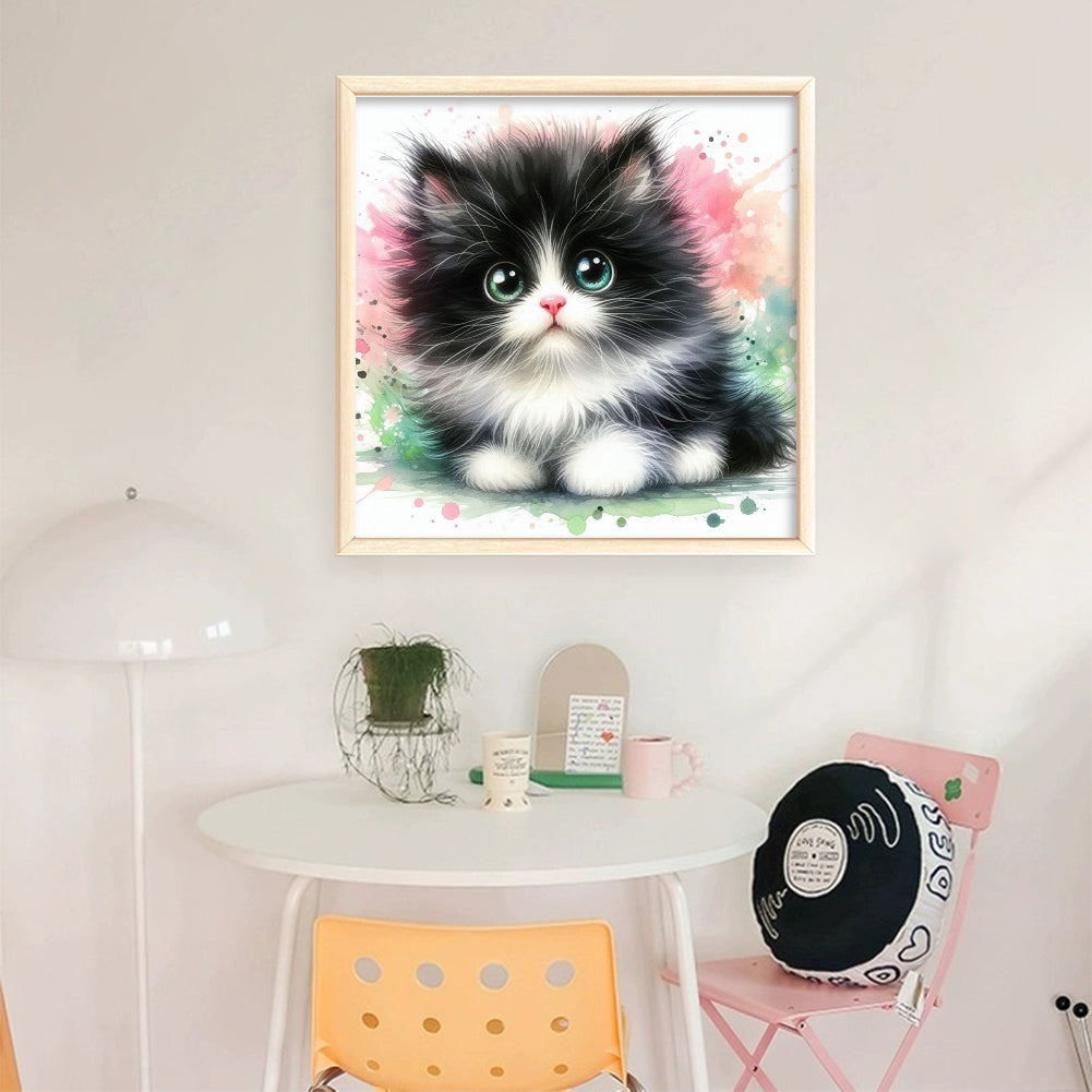 Cute Cat - Full 18CT Stamped Cross Stitch 25x25CM - Huacan