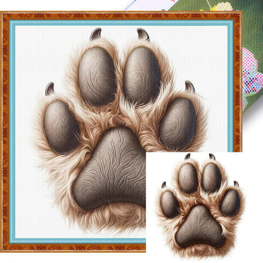 Brown Paw - Full 18CT Stamped Cross Stitch 20x20CM - Huacan