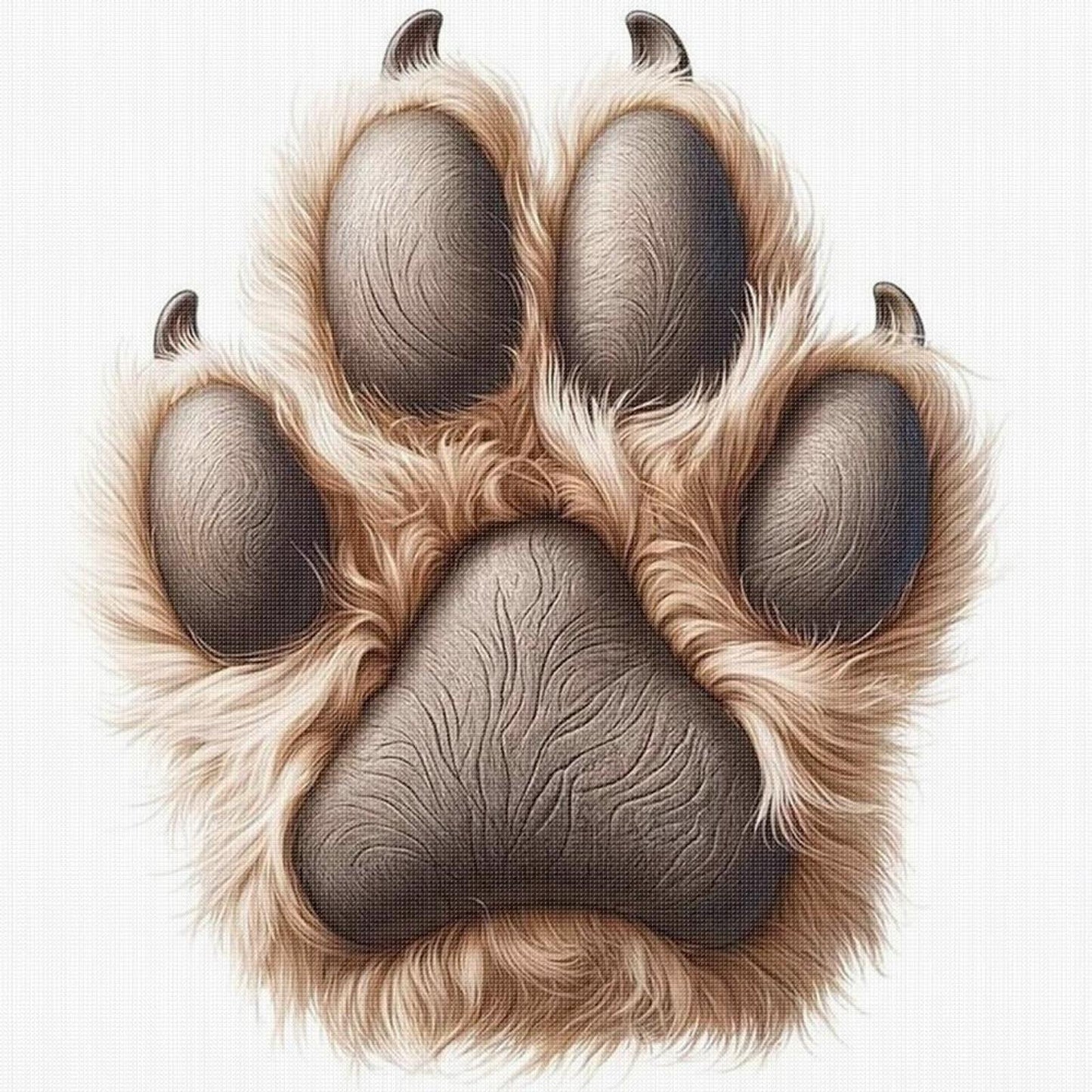 Brown Paw - Full 18CT Stamped Cross Stitch 20x20CM - Huacan