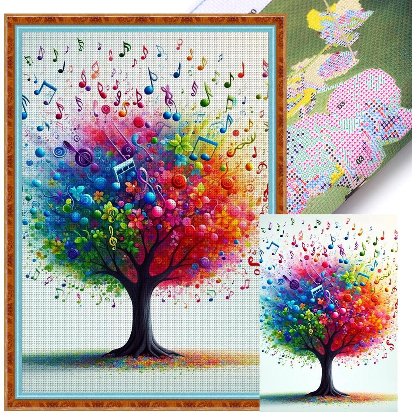 Colorful Note Tree - Full 11CT Stamped Cross Stitch 40x60CM - Huacan