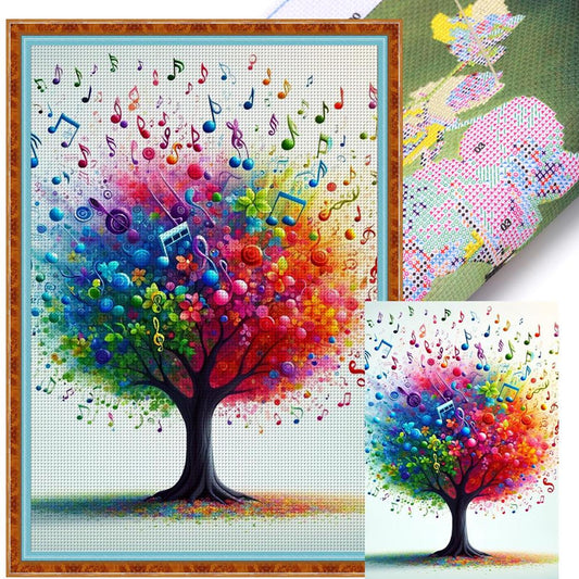 Colorful Note Tree - Full 11CT Stamped Cross Stitch 40x60CM - Huacan