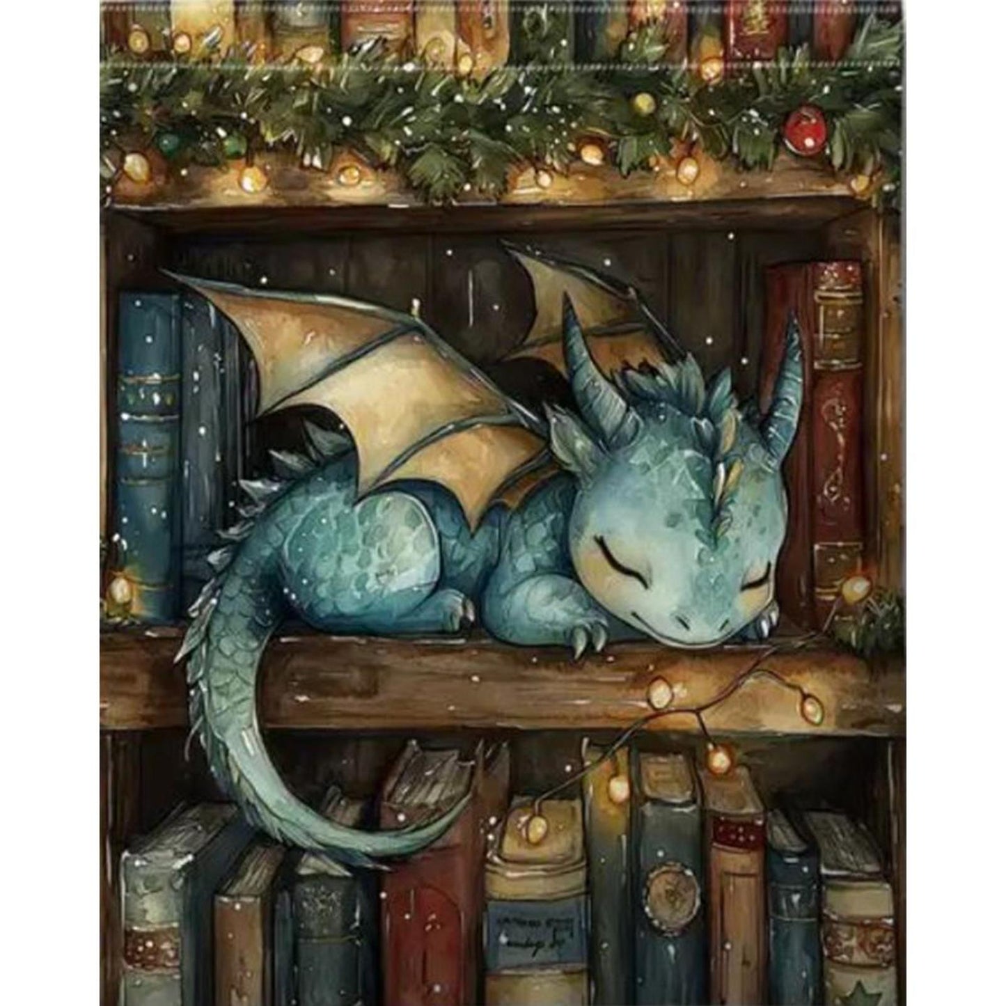 Books And Dragon - Full 11CT Stamped Cross Stitch 40x50CM - Huacan