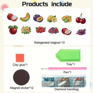 12Pcs Diamond Art Magnets Fridge Sticker Set for Adults Beginners (CN562 Fruit)