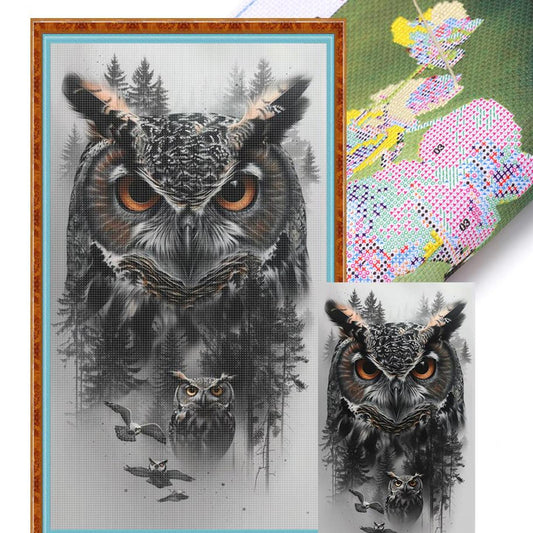 Owl - Full 11CT Stamped Cross Stitch 40x70CM - Huacan
