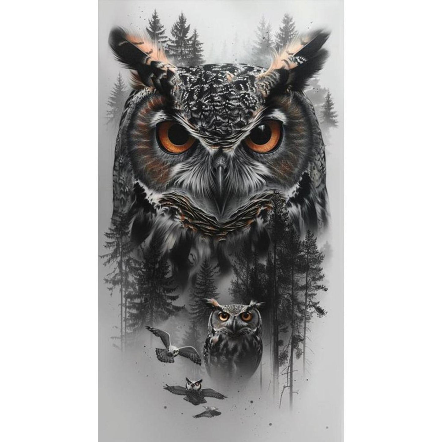 Owl - Full 11CT Stamped Cross Stitch 40x70CM - Huacan