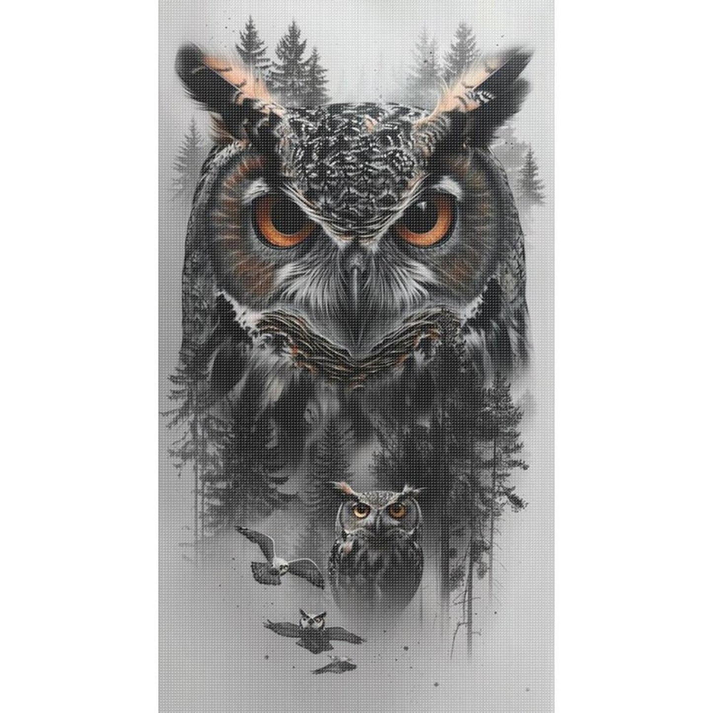Owl - Full 11CT Stamped Cross Stitch 40x70CM - Huacan