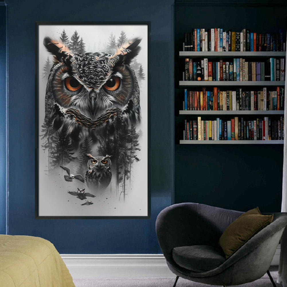 Owl - Full 11CT Stamped Cross Stitch 40x70CM - Huacan