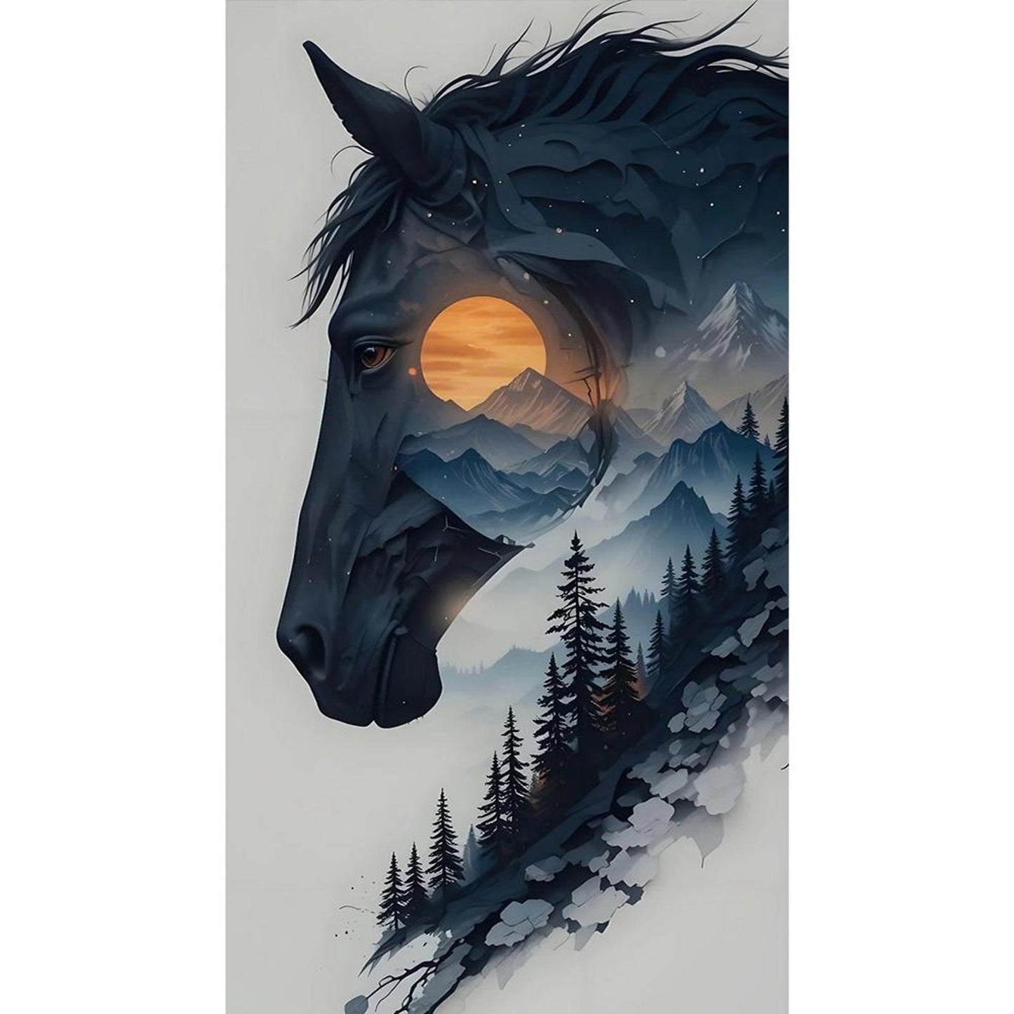 Horse - Full 11CT Stamped Cross Stitch 40x70CM - Huacan