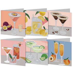 6PCS DIY Diamond Art Greeting Cards Cup Theme Congratulations Cards  Gifts