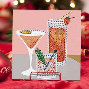 6PCS DIY Diamond Art Greeting Cards Cup Theme Congratulations Cards  Gifts