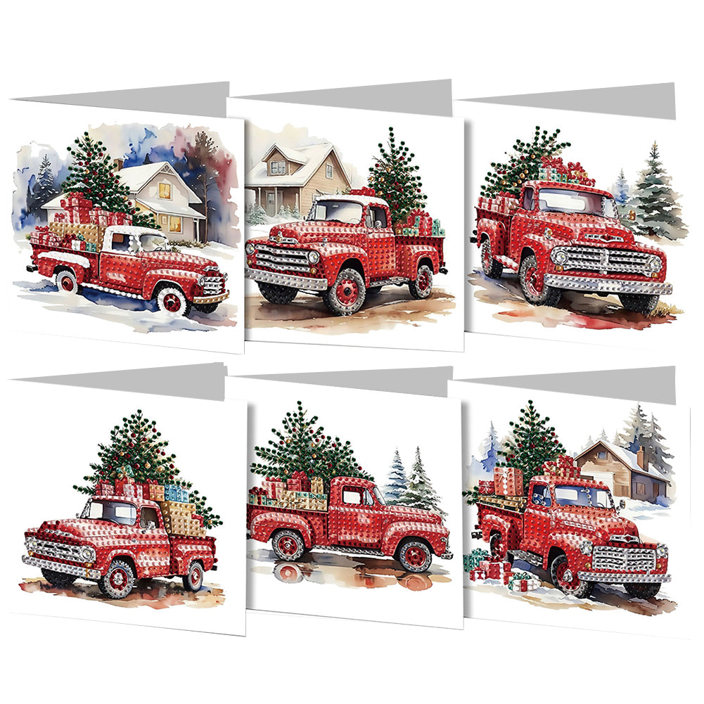 6PCS DIY Diamond Art Greeting Cards Christmas Car Congratulations Cards  Gifts