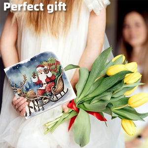 Christmas 6PCS DIY Diamond Art Greeting Cards Santa Claus Congratulations Cards  Gifts