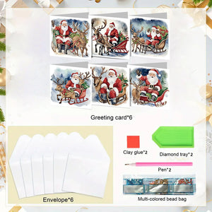 Christmas 6PCS DIY Diamond Art Greeting Cards Santa Claus Congratulations Cards  Gifts