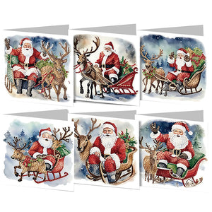 Christmas 6PCS DIY Diamond Art Greeting Cards Santa Claus Congratulations Cards  Gifts