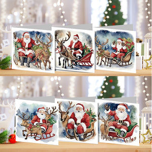 Christmas 6PCS DIY Diamond Art Greeting Cards Santa Claus Congratulations Cards  Gifts