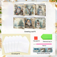 Load image into Gallery viewer, 6PCS DIY Diamond Art Greeting Cards Winter Theme Congratulations Cards  Gifts
