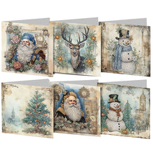 Load image into Gallery viewer, 6PCS DIY Diamond Art Greeting Cards Winter Theme Congratulations Cards  Gifts
