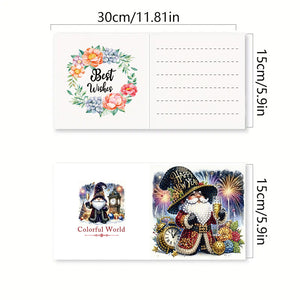 6PCS DIY Diamond Art Greeting Cards New Year Gnome Congratulations Cards  Gifts