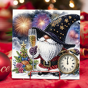 6PCS DIY Diamond Art Greeting Cards New Year Gnome Congratulations Cards  Gifts