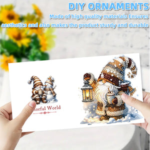 6PCS DIY Diamond Art Greeting Cards Winter Gnome Congratulations Cards  Gifts