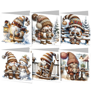6PCS DIY Diamond Art Greeting Cards Winter Gnome Congratulations Cards  Gifts