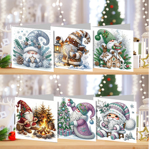 6PCS DIY Diamond Art Greeting Cards Winter Gnome Congratulations Cards  Gifts