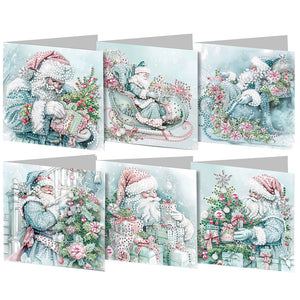 Christmas 6PCS DIY Diamond Art Greeting Cards Santa Claus Congratulations Cards  Gifts