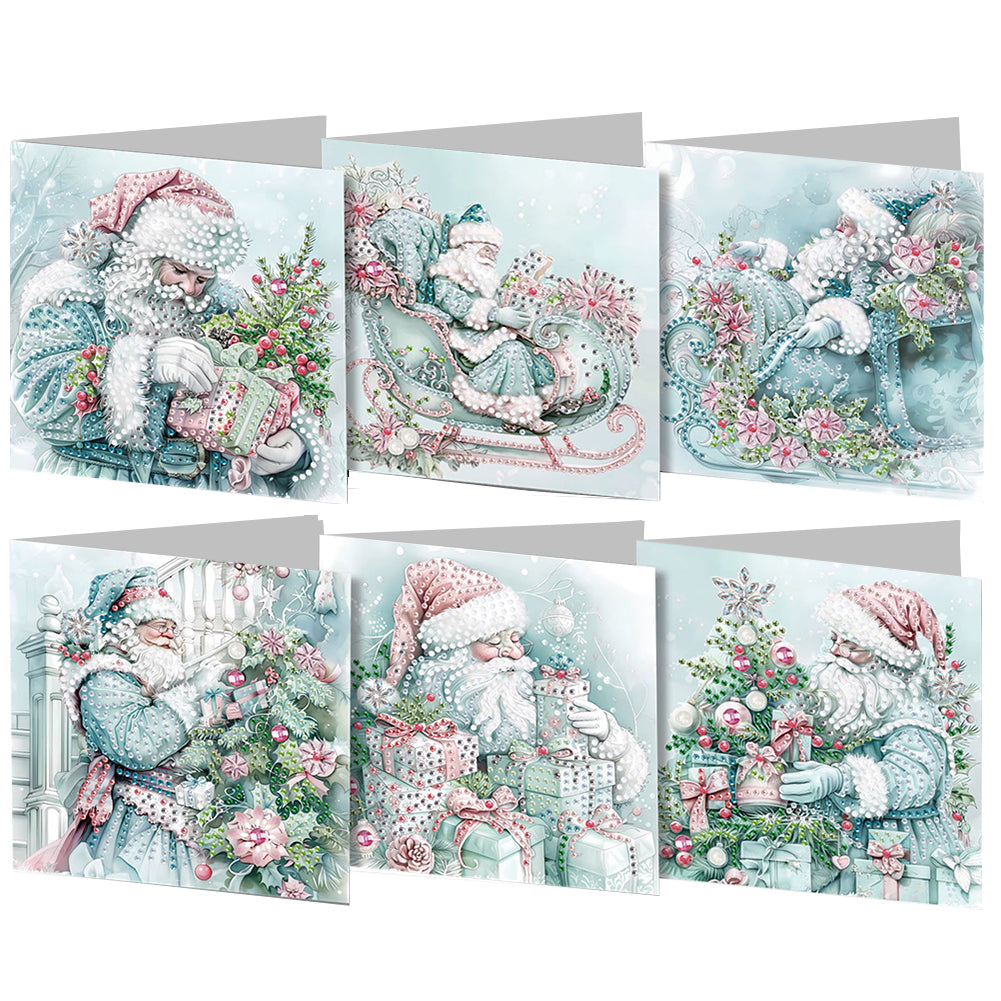 Christmas 6PCS DIY Diamond Art Greeting Cards Santa Claus Congratulations Cards  Gifts