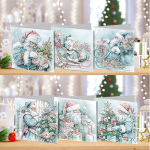 Christmas 6PCS DIY Diamond Art Greeting Cards Santa Claus Congratulations Cards  Gifts