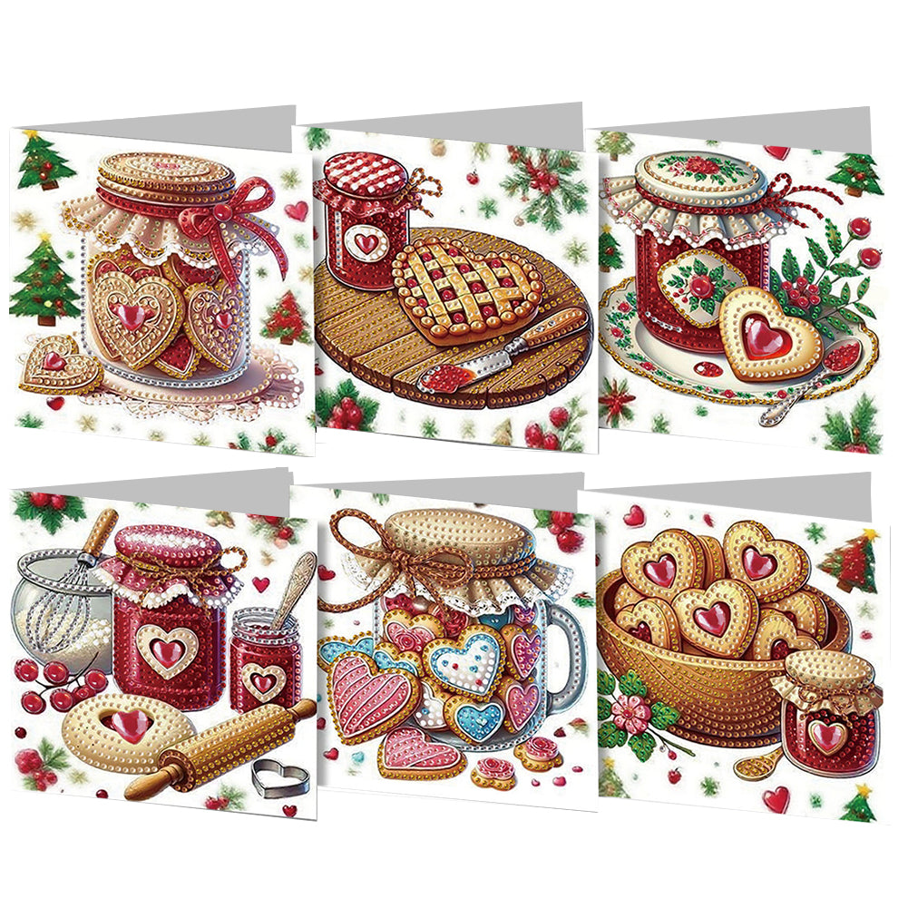 6PCS DIY Diamond Art Greeting Cards Dessert Theme Congratulations Cards  Gifts
